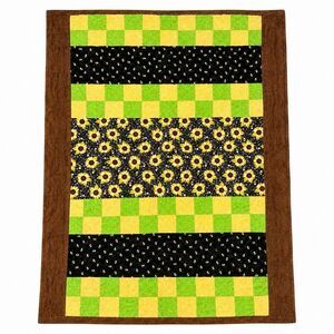 Handmade Sunflower Bee Lap Quilt 56x42.5 Floral Patchwork Throw Blanket Cottage